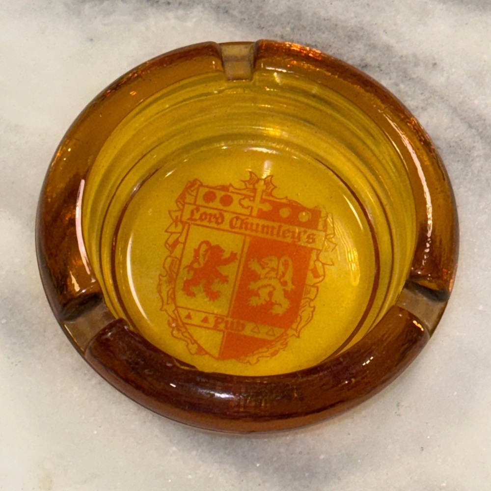 Vtg 1970’’s Amber Glass Ashtray Lord Chumley’s Pub Altamonte Springs